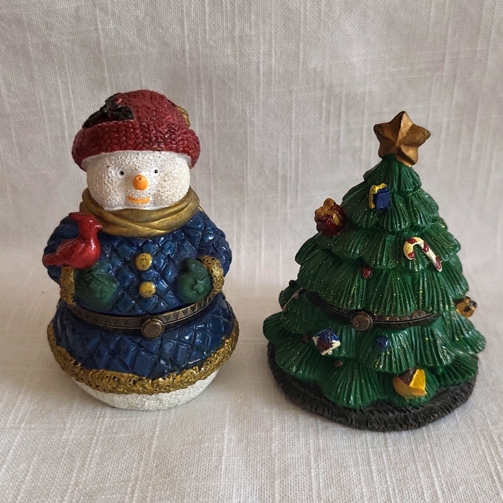 Snowman & Christmas Tree Trinket Boxes
